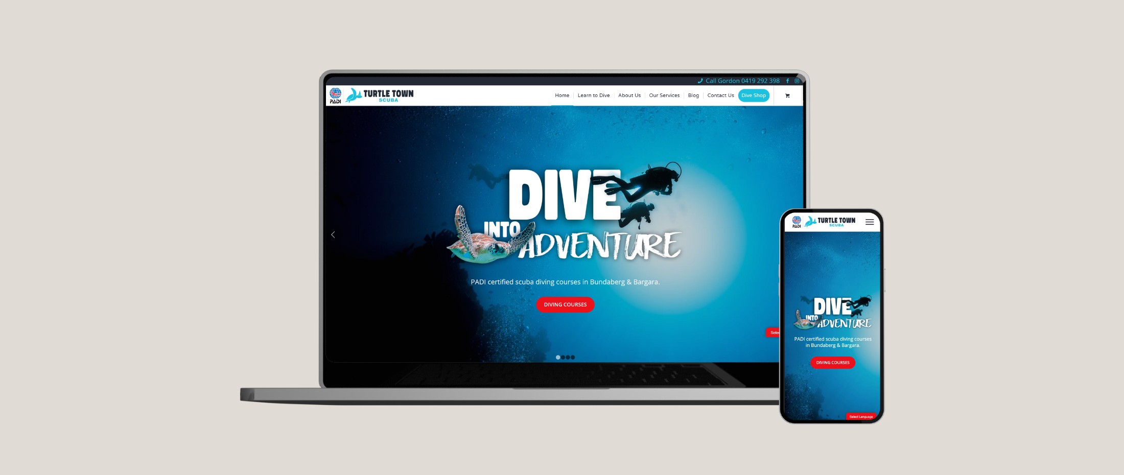 Turtle Town Scuba Diving PADI Certified - Done Digital Marketing - Brisbane Australia