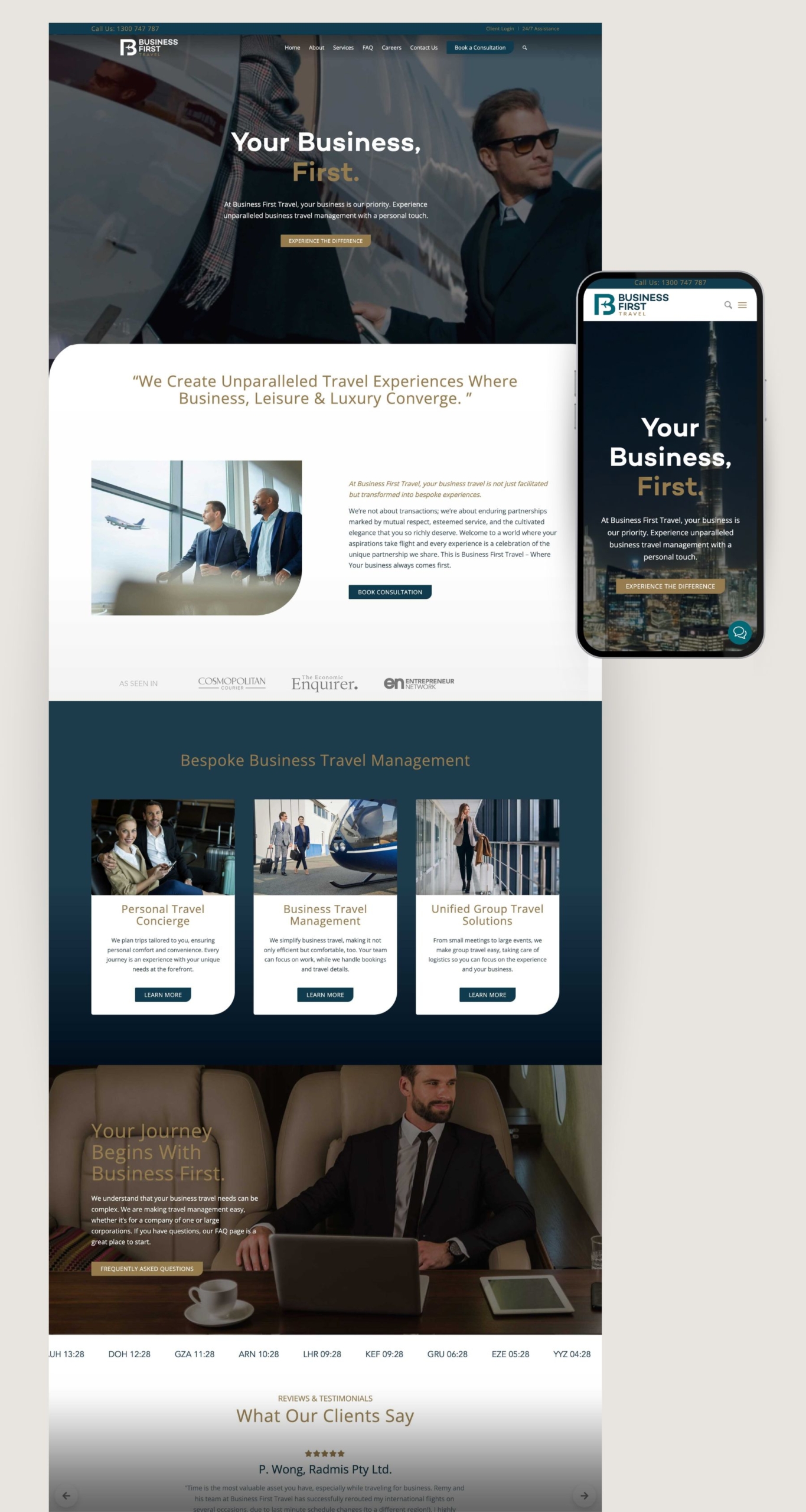 Business First Travel - Web Design for Boutique Travel Agency Brisbane by Done Digital