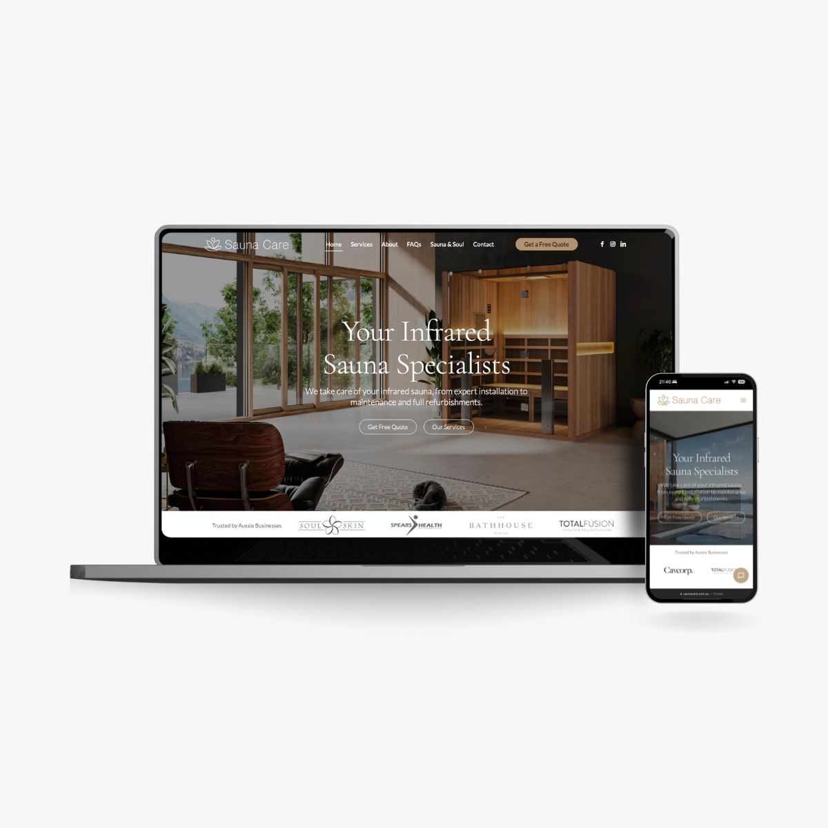 Web Design for Sauna Maintenance Business Sauna Care Brisbane by Done Digital