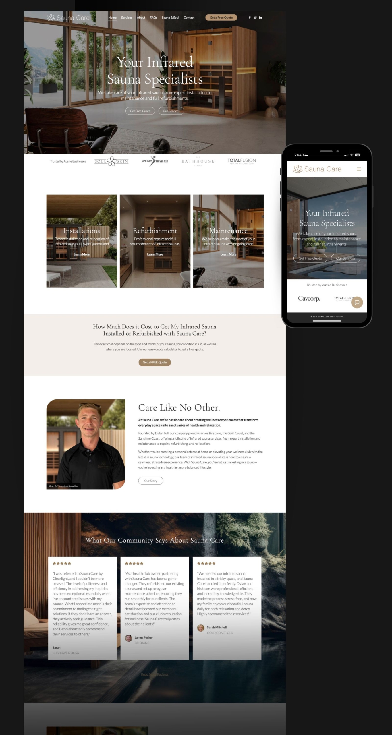 Sauna Care Web Design by Done Digital Australia - Marketing for Sauna Maintenance Service