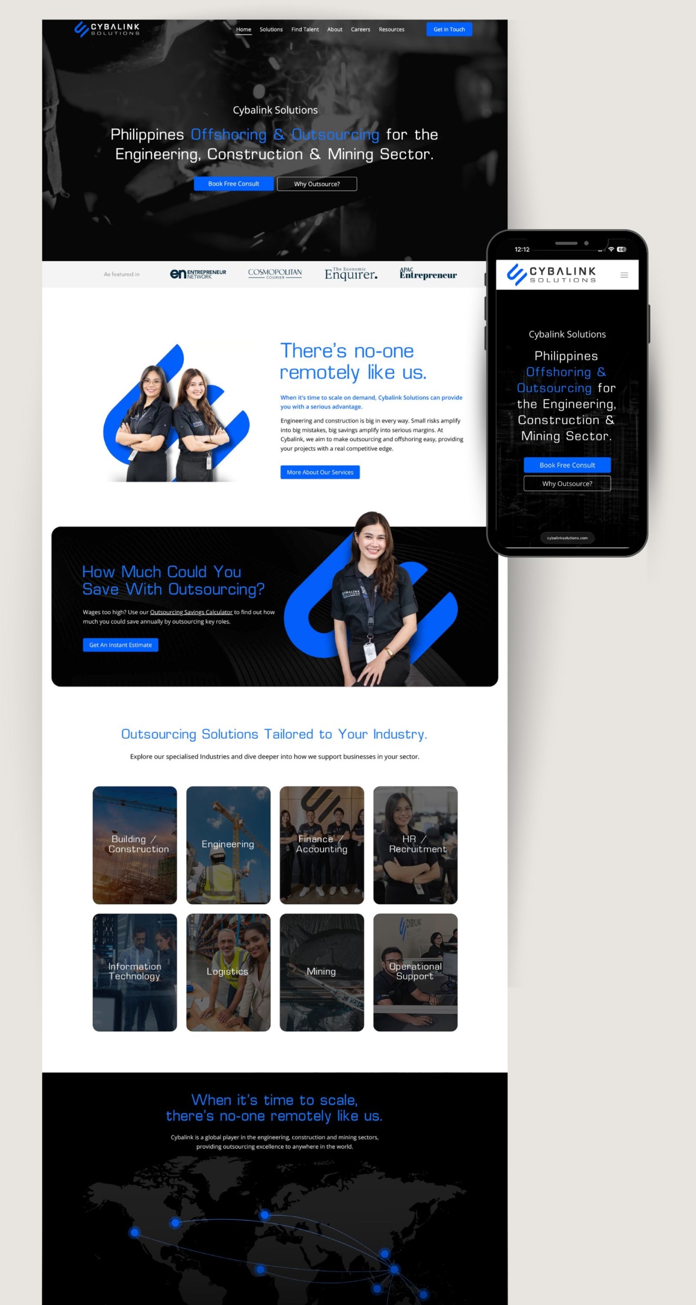 Cybalink Solutions Web Design for Outsourcing and Offshoring Company in the Philippines - Done Digital Australia